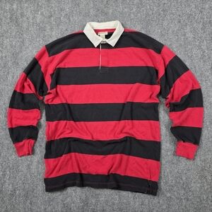 St Johns Bay Cotton Rugby Shirt Red Black Heavyweight